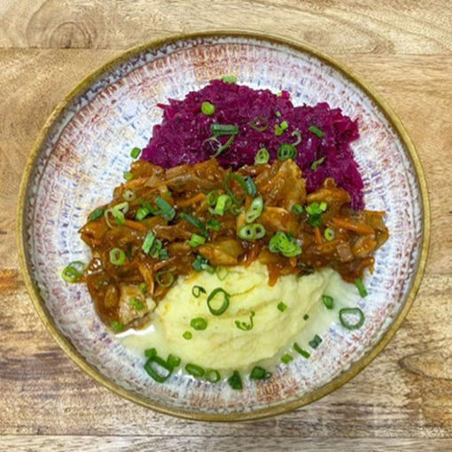 Afbeelding van Maaltijd Stoofpotje met rode kool en aardappel puree